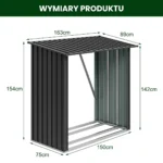 Metalowa wiata na drewno Premium 89 × 163 × 154 cm (1,5 m²)