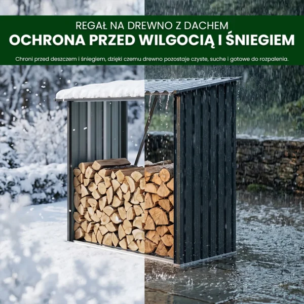 Metalowa wiata na drewno Premium 89 × 163 × 154 cm (1,5 m²)