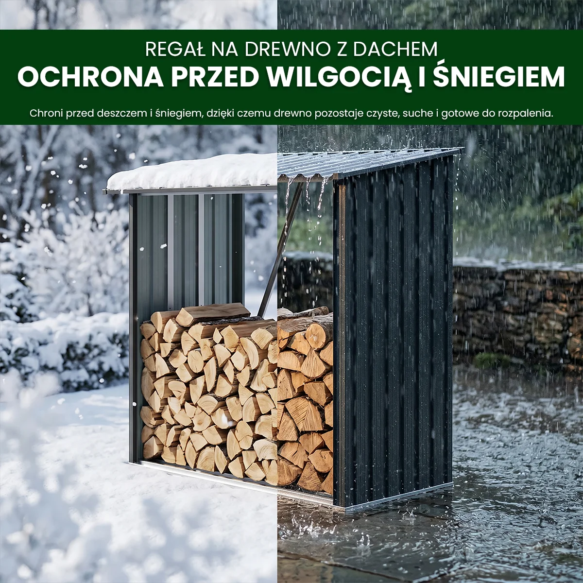 Metalowa wiata na drewno Premium 89 × 163 × 154 cm (1,5 m²)