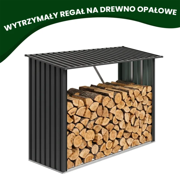 Metalowa wiata na drewno Premium 84 × 217 × 154 cm (1,9 m²)
