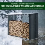 Metalowa wiata na drewno Premium 84 × 217 × 154 cm (1,9 m²)